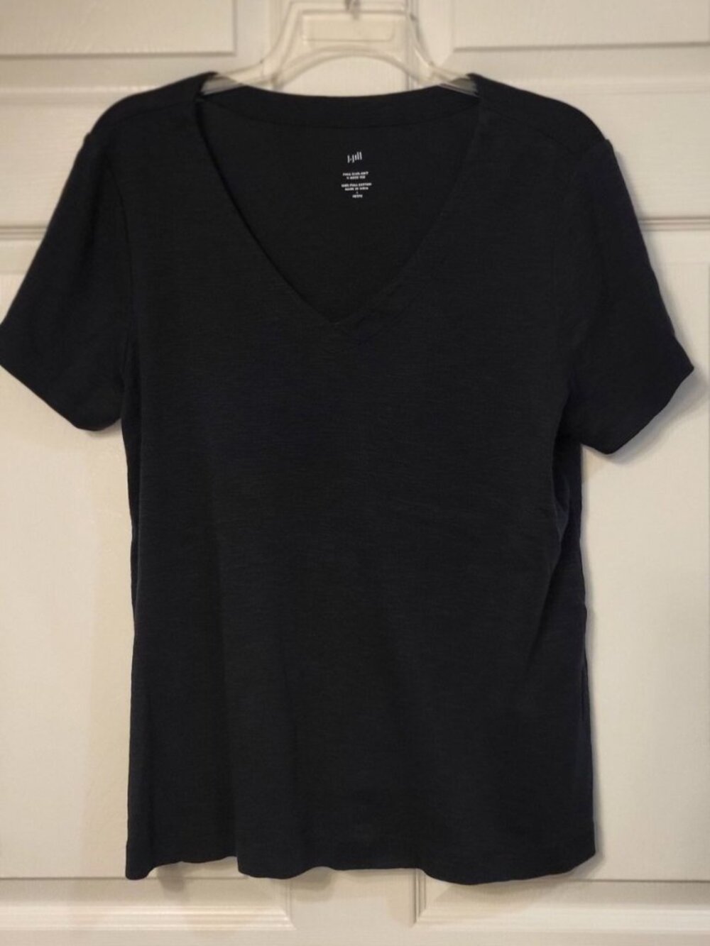 J Jill Pima Cotton V-neck Split Hem Blouse Size Large Petite Summer Beach
